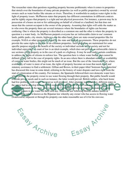 Markets & Water rights