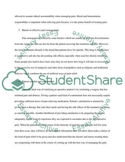 Epidural Analgesia for Post OperativePpain Relief