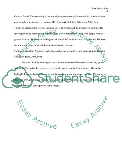 Relevant Literature in Sex Education