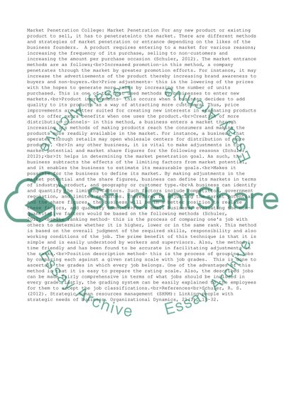 Strategies of Market Penetration