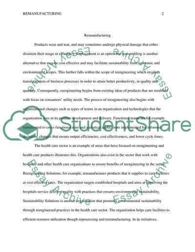 Remanufactured or reengineering process