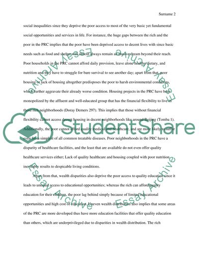 Wealth Inequalities in the People Republic of China