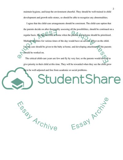 Developmental Psychology Related to Childcare