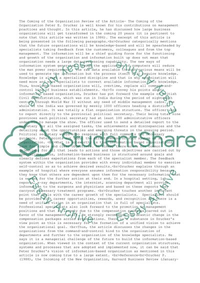Drucker - New Organizations Article