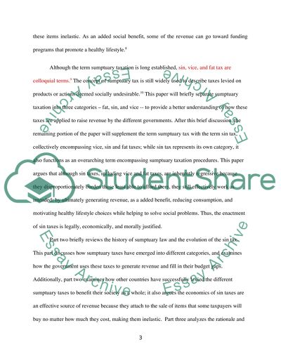 Sin Taxation: Legal, Economic, and Moral Justifications