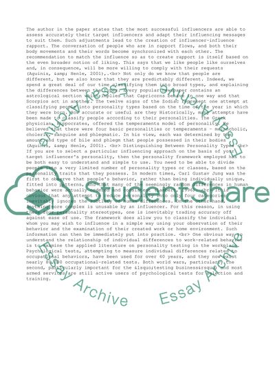 The Role of Individual Differences in the Workplace