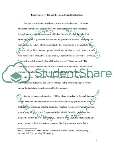 Economic Dimensions of Peacebuilding: The Lessons Learned