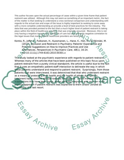 Restraint in the Health Care