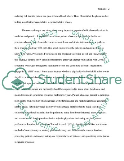 Reflection on Experience Studying Postgraduate Bioethics Course