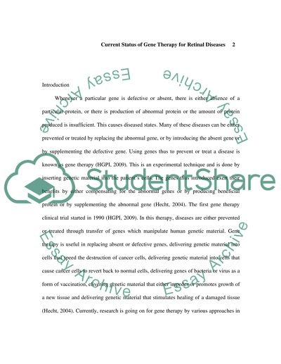 Present the Current Status of Gene Therapy for Retinal Diseases