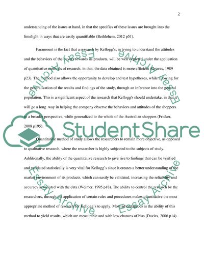A Quantitative Method of Study - Case of Kelloggs