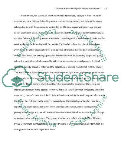 Criminal Justice Workplace Observation Paper