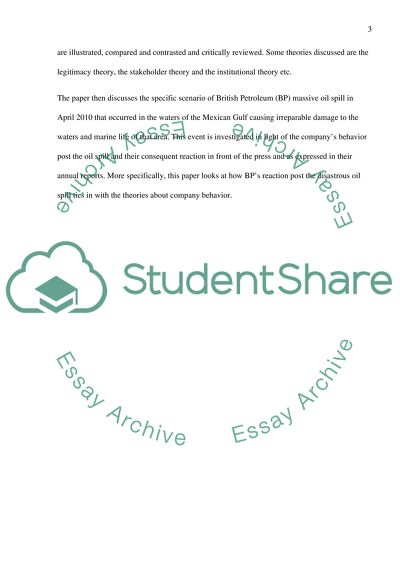 The Specific Scenario of British Petroleum