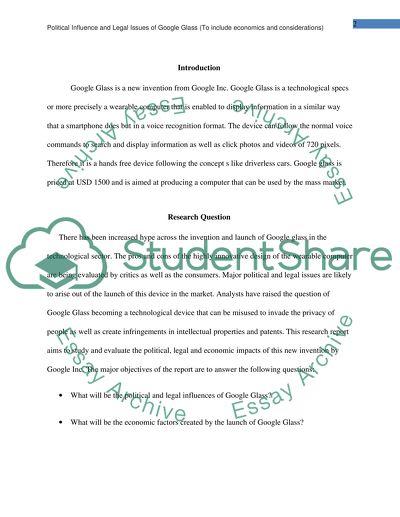 Political Influence and Legal Issues of Google Glass