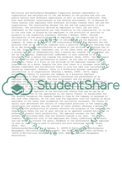 Motivation and Oerformance Management