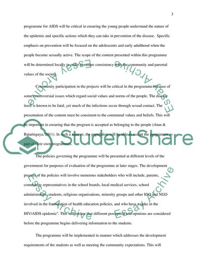 Education Program to Curb the Spread of Human Immunodeficiency Virus Infection