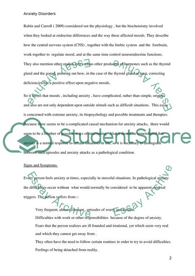 Biopsychology of Anxiety Disorders with Treatment Approach Using Medication and Therapy