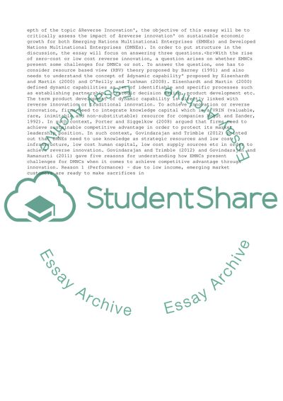 International Strategy: Reverse Innovation