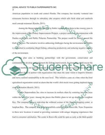 Legal Advice to Publix Supermarkets Inc