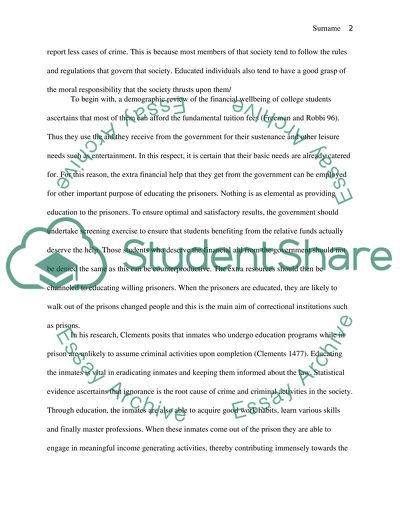 Argument on the Proposal about Prison Education