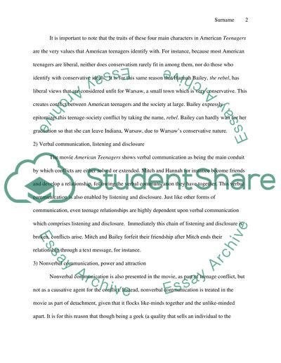 American Teen Conflict Analysis Paper