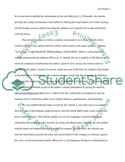 Web Site Evaluation Paper