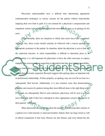 The Power of an Apology in Medical Errors