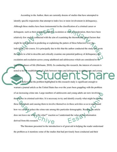 A Life-Course Perspective on Stress, Delinquency and Young Adult Crime