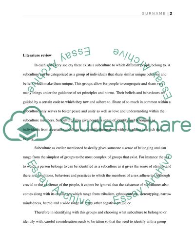 The Need and Relevance of Subculture in the Lives of People