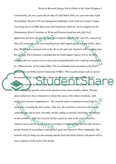 Positivist Research Design: Policy Failure in the United Kingdom