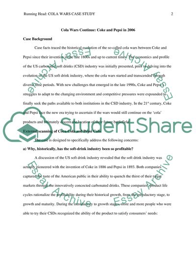 External Scanning of Coca-Cola and Pepsi Cola
