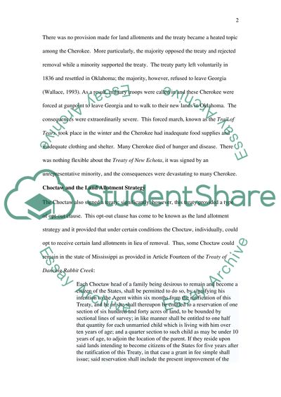 Indian Removal and Policy: Land Allotments as Option