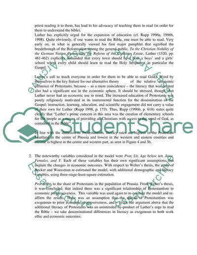 Idea of Weber that Protestantism Has a Great Impact on Economic Progress