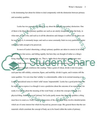 Lockes Argument on the Primary Qualities of Objects