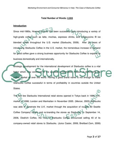 Starbucks Coffee: Marketing Environment and Consumer Behavior in Italy