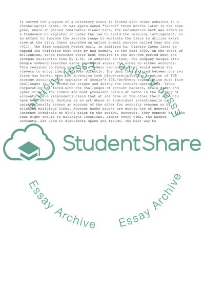 Yahoo Inc - Major Issues of the Organization