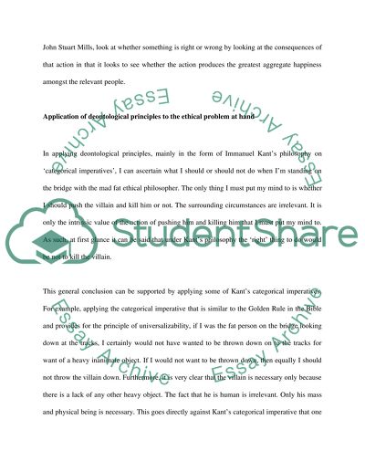 Deontology and Utilitarian Scenario