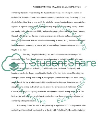 Written Critical Analysis of a Literary Text