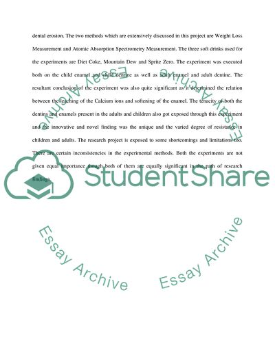 Erosion in Tooth Enamel when Exposed to Soft Drinks