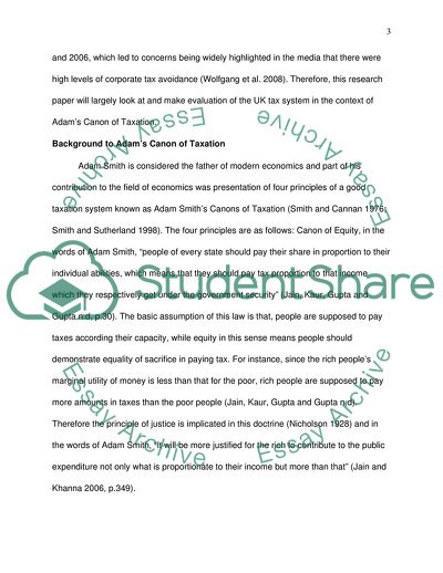 Evaluate the UK Tax System in the Context of Adams Canon of Taxation