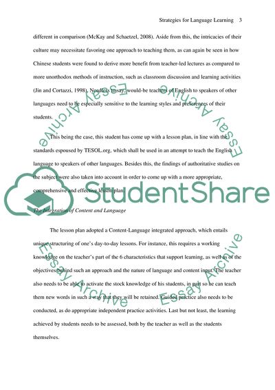 The Lesson Plan and the English Proficiency of the ELLs