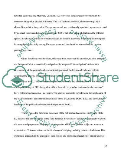 The Economic and Political Integration of the European Union