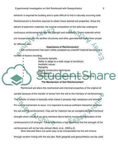 Experimental Investigation on Soil Reinforced with Geosynthetics