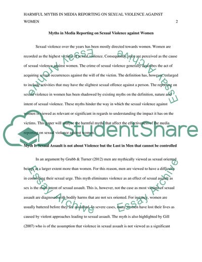 Myths in Media Reporting on Sexual Violence against Women