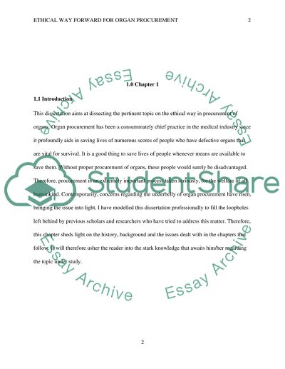 The Ethical Way Forward for Procurement of Organs