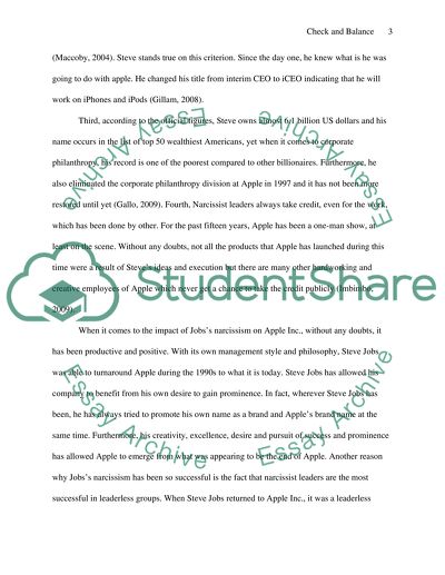 Steve Jobs: Check and Balance