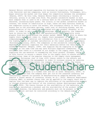 Supply Chain Management at Ford Motor Company