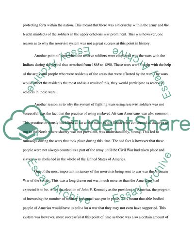 The American Army and the Reservist system