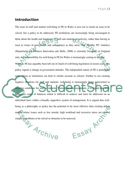 Concept of Well-Being for Teaching Staff and Students in Wales