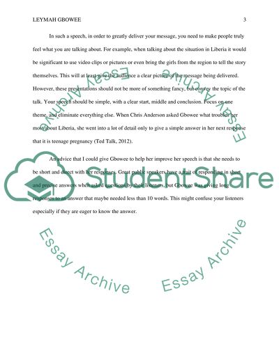 The Ted Talk by Leymah Gbowee